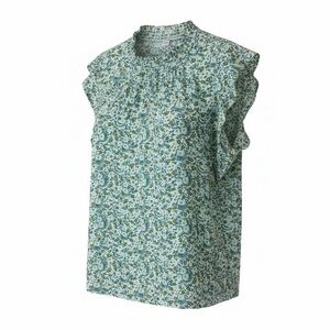 Old Navy Green Floral Blouse with Ruffle Sleeves
